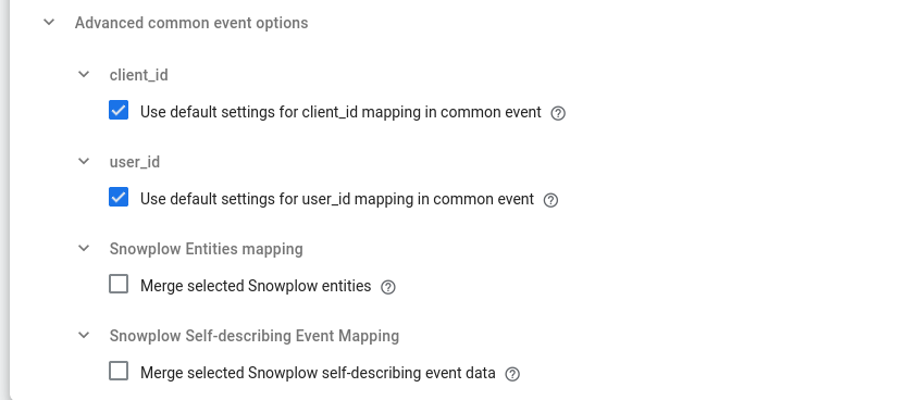 advanced common event options