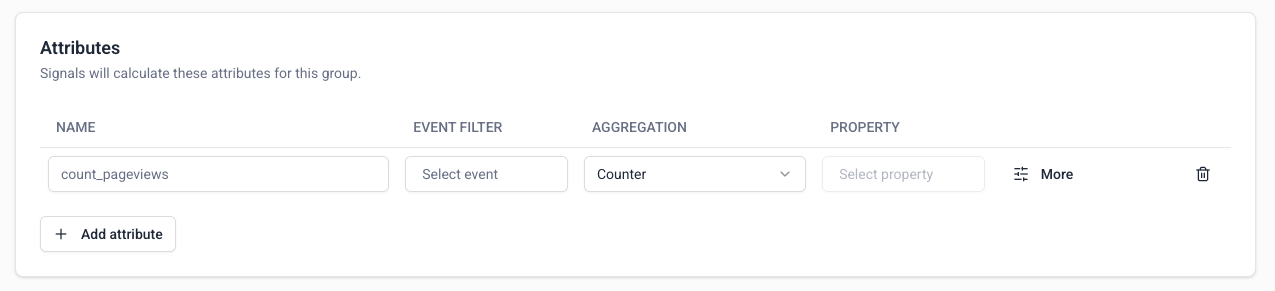 Add attribute button in attribute group configuration