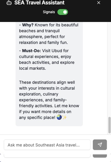 Chat widget with personalization continued