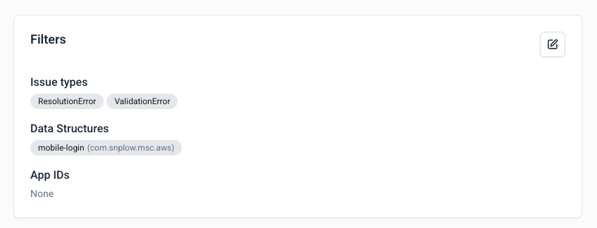 Filter configuration