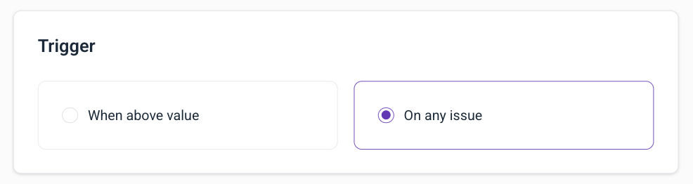 Trigger configuration showing trigger type selection