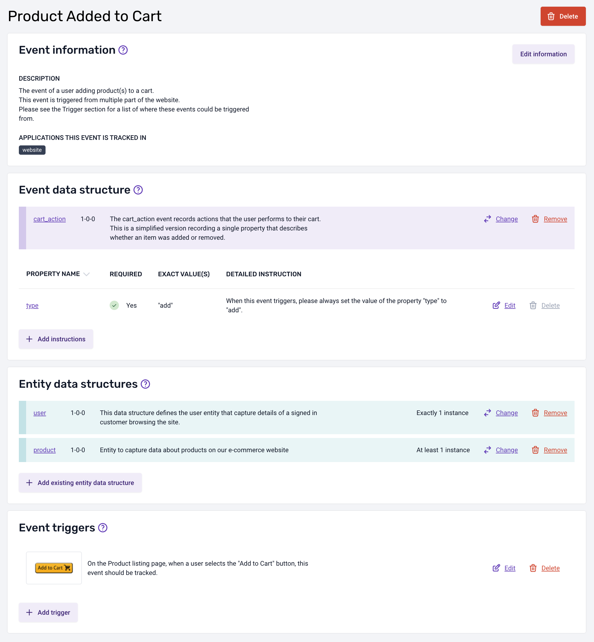 Example of an Event Specification Overview