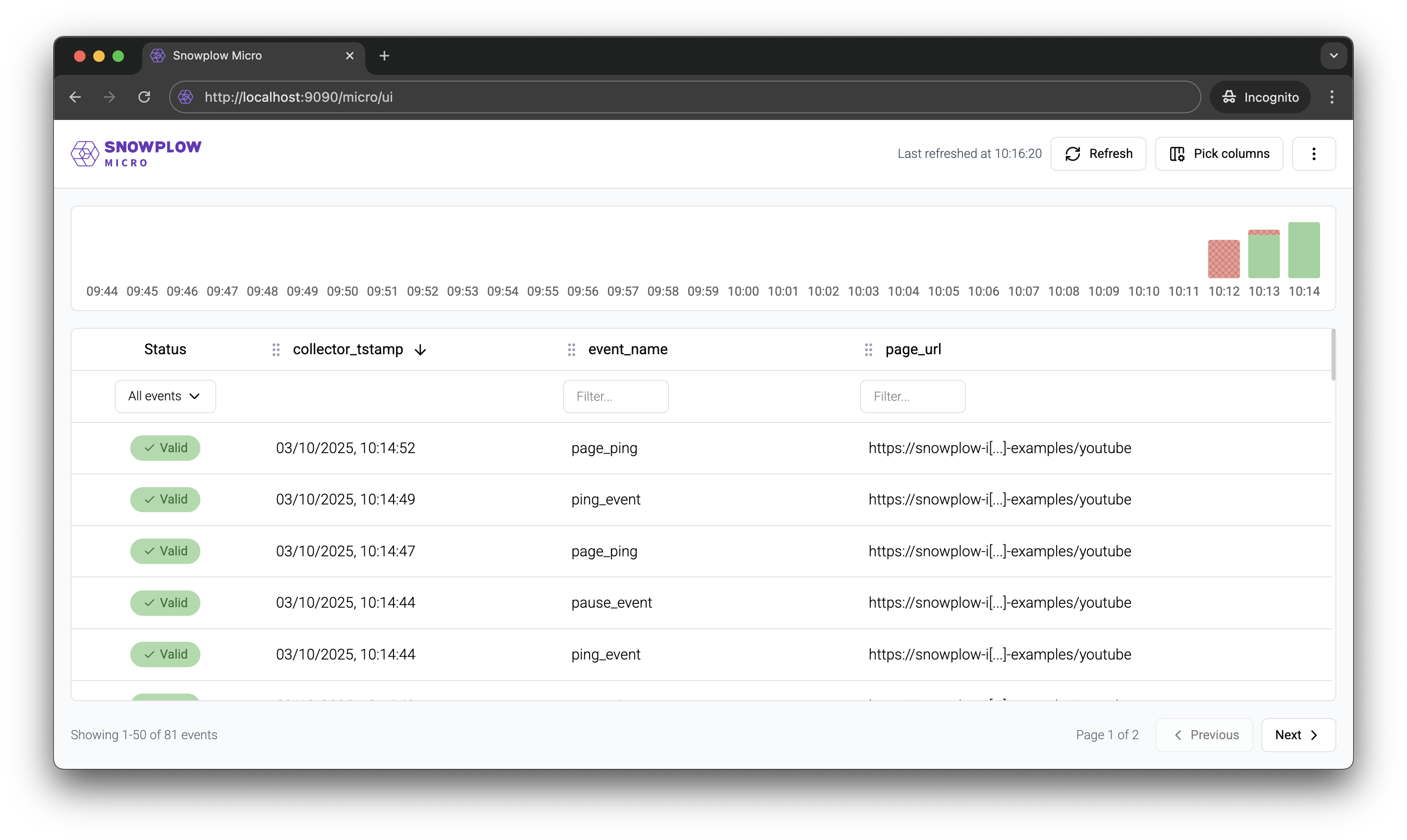 Snowplow Micro user interface