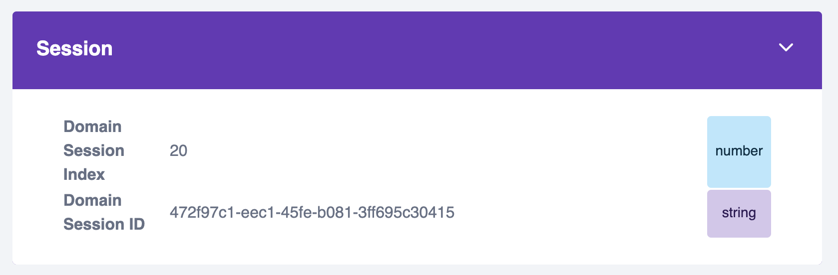 Screenshot showing the session ID in the Snowplow Inspector