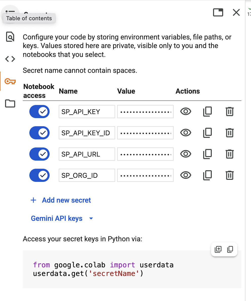 Screenshot showing how to add secrets