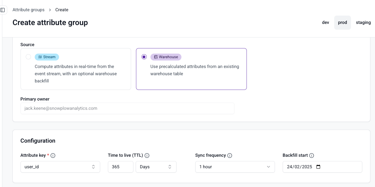 Attribute group TTL configuration field